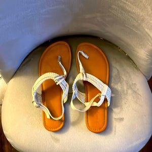 Cute brown and white sandals